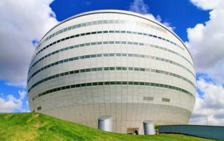 Astana National Library - back side with marble aluminum honeycomb panels