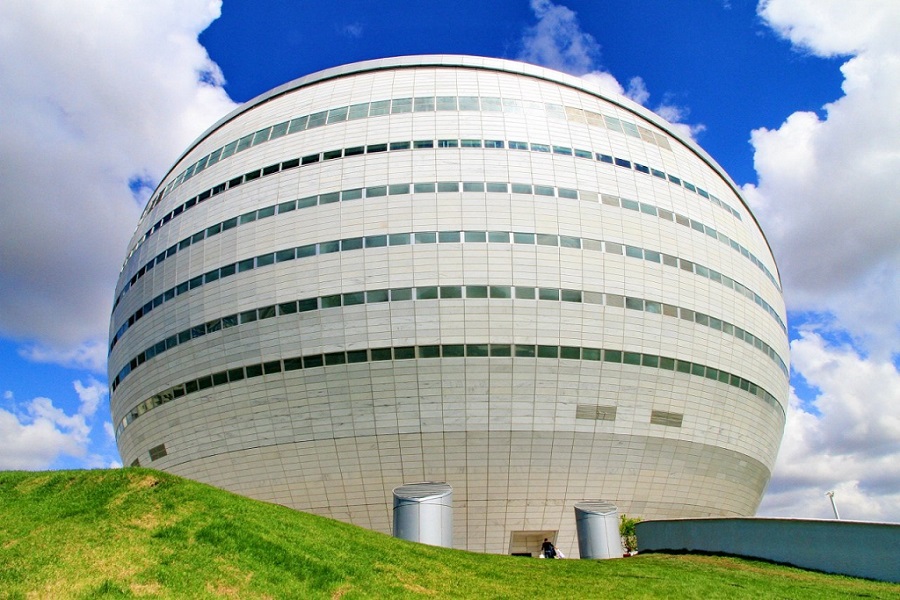 National Library in Astana. Construct of marble aluminum honeycomb panels.